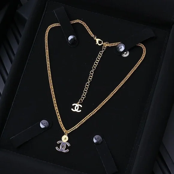 Women's Chanel Gold Double Layer CC Logo Pendant Necklace - Picture 1 of 5